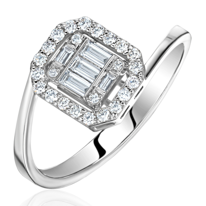 Кольцо из белого золота 585 пробы с бриллиантами 01К6215523