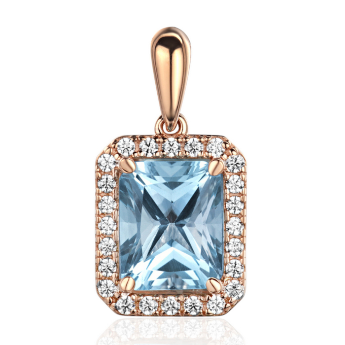 Подвеска из красного золота 585 пробы с топазом и фианитами 01П3115408-1