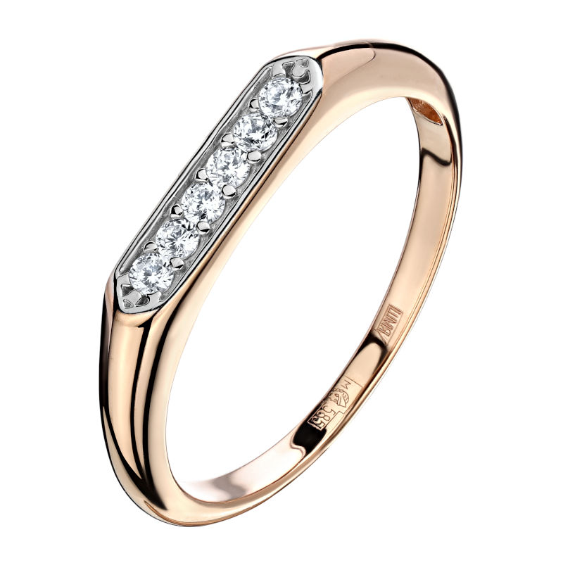 Кольцо из красного золота 585 пробы с фианитами 01К1114000Р