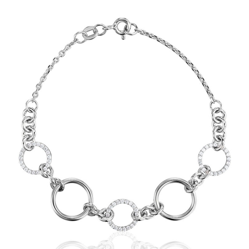 Браслет из белого золота 585 пробы с фианитами 01Б123472