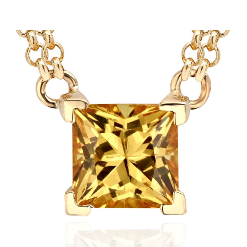 Колье из желтого золота 585 пробы с сапфиром и бриллиантами 01Л632172-3