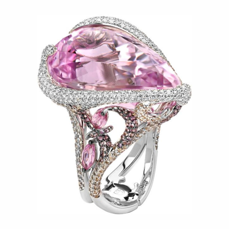 Кольцо из белого золота 750 пробы с сапфирами и бриллиантами 01К6713440-1