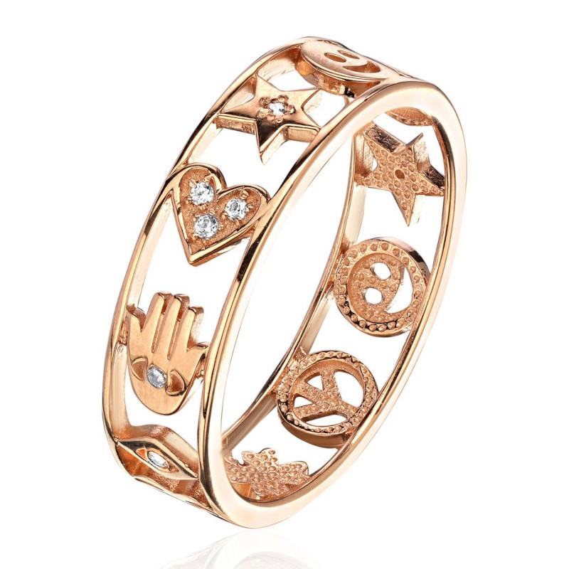 Кольцо из красного золота 375 пробы с фианитами 01К1114722S