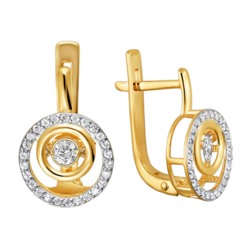 Серьги из желтого золота 585 пробы с фианитами 01С1311863Р