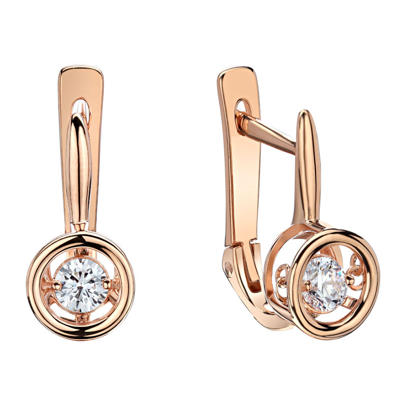 Серьги из золоченого серебра 925 пробы с фианитами 01С157960А