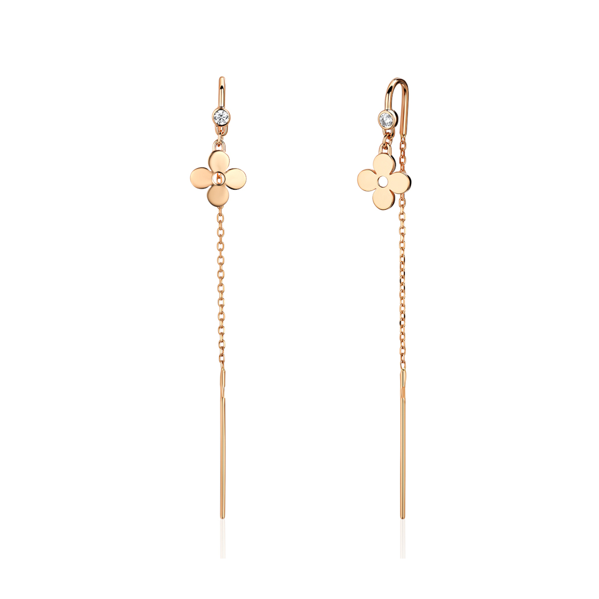 Серьги из красного золота 585 пробы с фианитами 01С1115572