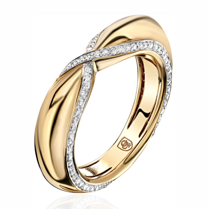 Кольцо из желтого золота 585 пробы с бриллиантами 01К6315303