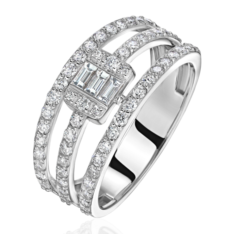 Кольцо из белого золота 585 пробы с бриллиантами 01К6216581