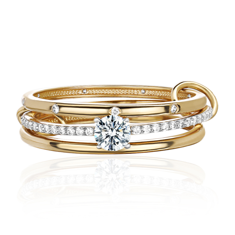 Кольцо из желтого золота 585 пробы с фианитами 01К1316593Р