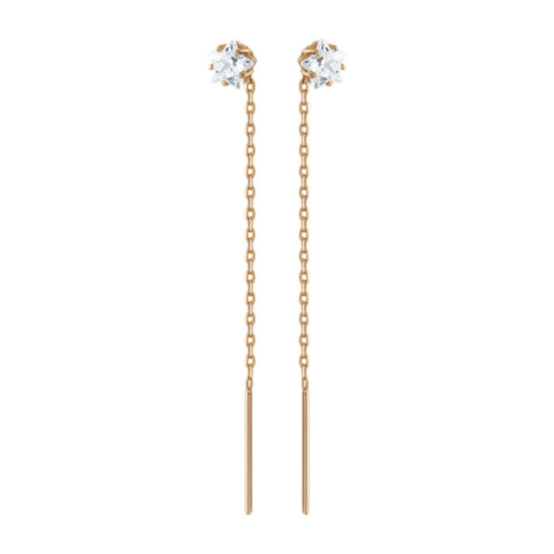 Серьги из красного золота 585 пробы с фианитами 01С115805