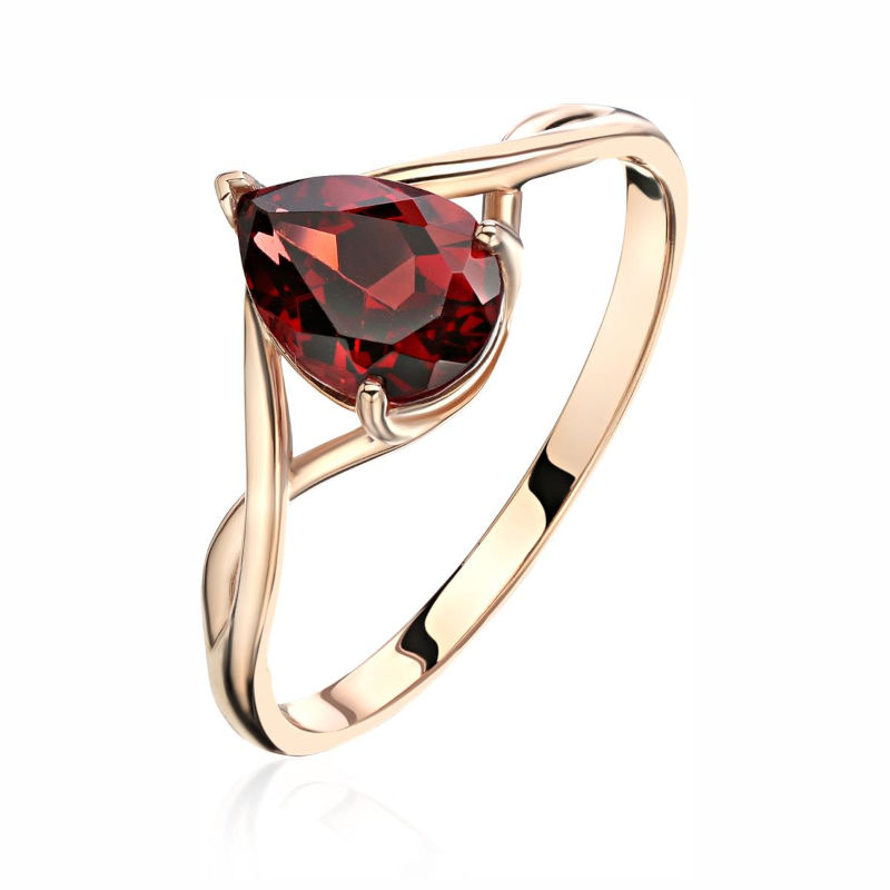 Кольцо из красного золота 585 пробы с гранатом 01К3114175-3