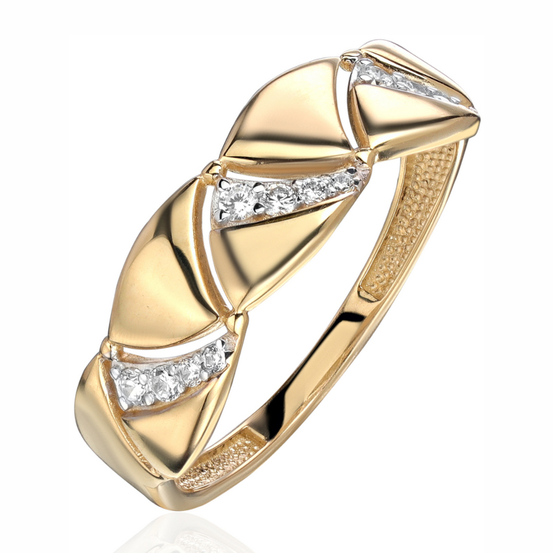 Кольцо из желтого золота 585 пробы с фианитами 01К1315969Р