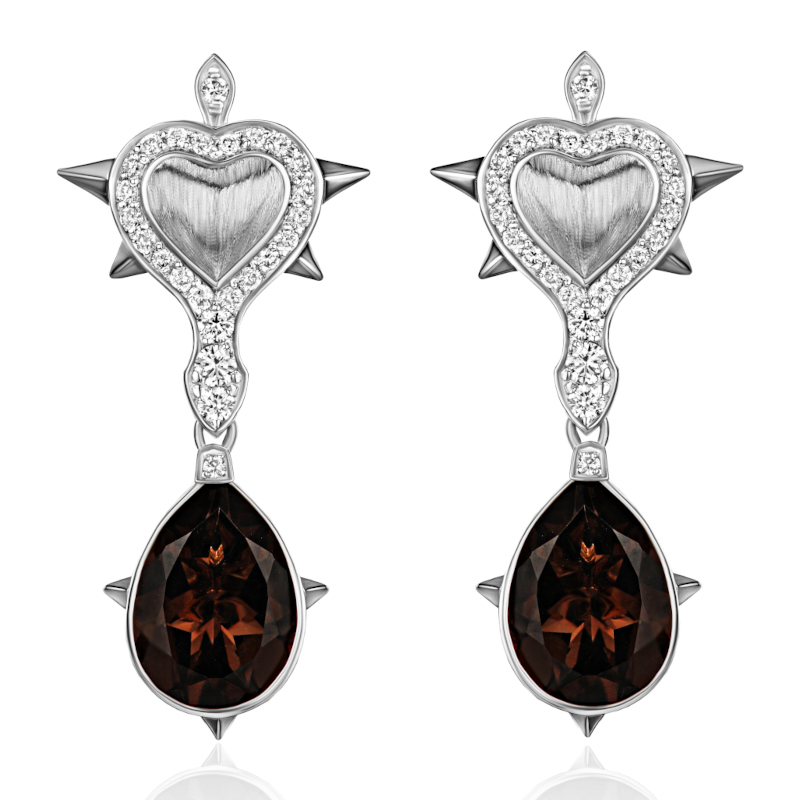 Серьги из белого золота 585 пробы 01С6215827ЧР-2
