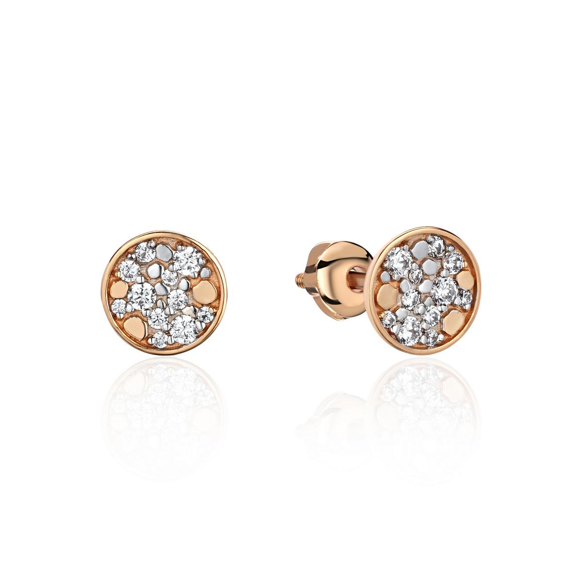 Серьги из красного золота 585 пробы с фианитами 01С1114692Р