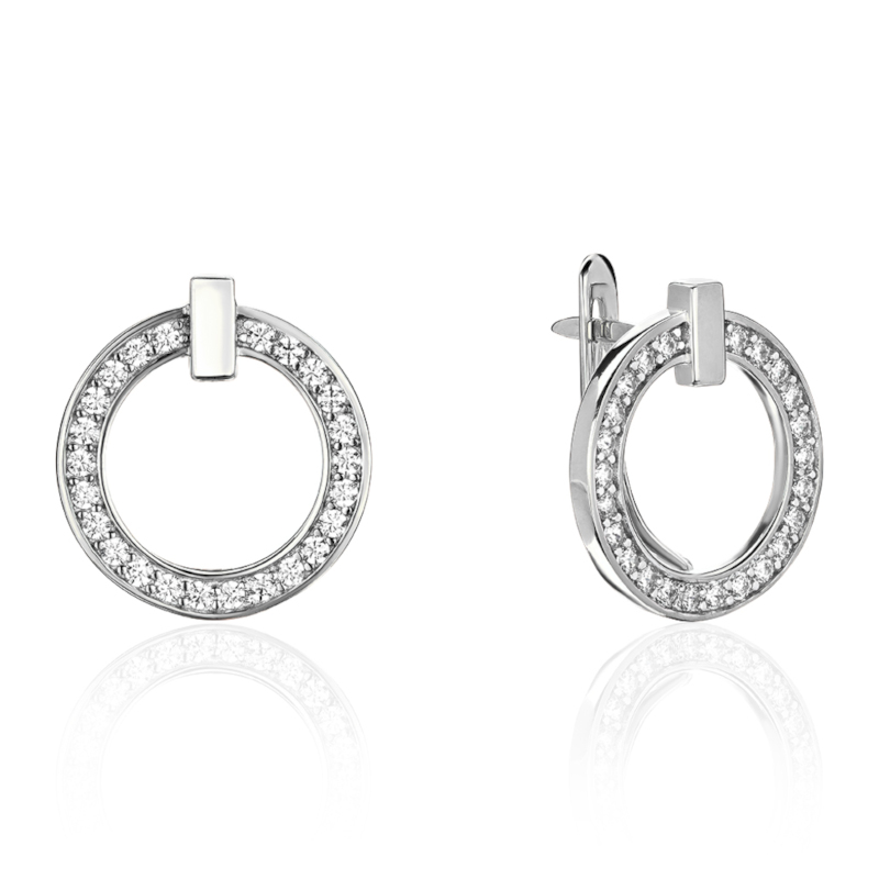 Серьги из белого золота 585 пробы с фианитами 01С1215198