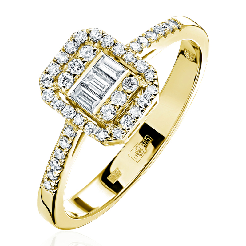 Кольцо из желтого золота 585 пробы с бриллиантами 01К6315338