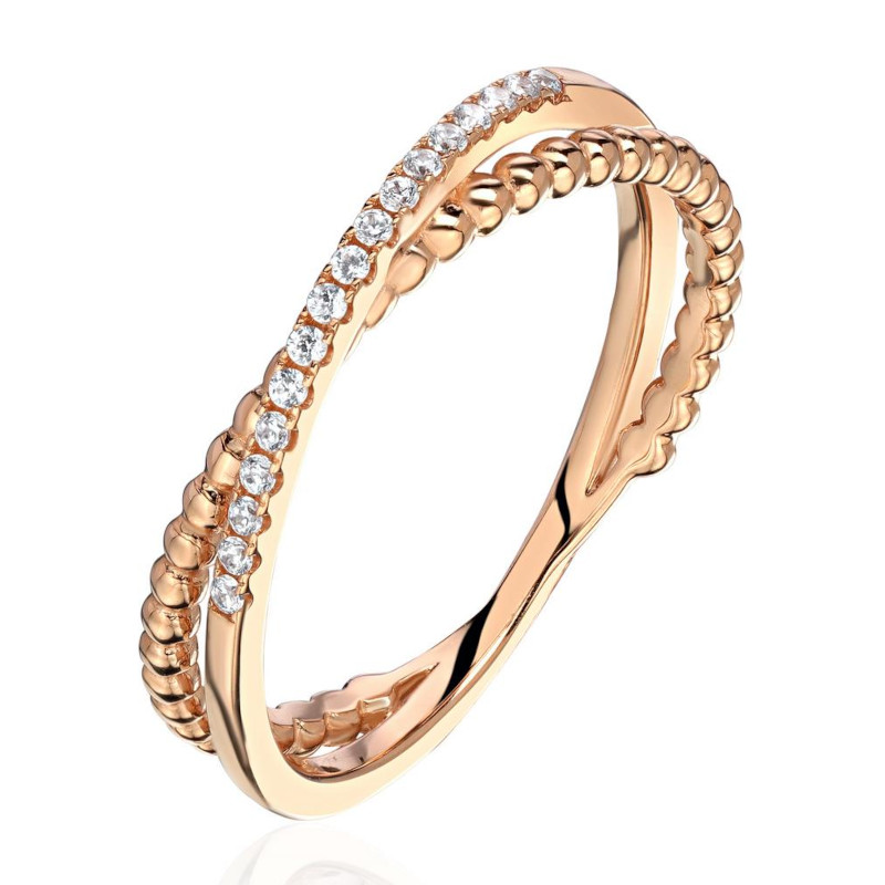 Кольцо из красного золота 375 пробы с фианитами 01К1115920S