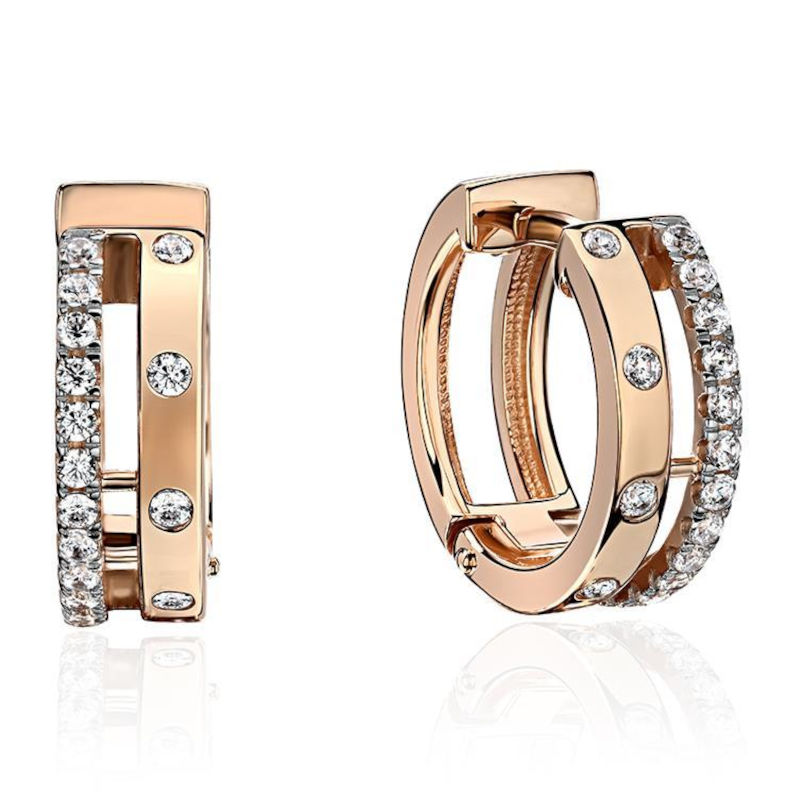 Серьги из красного золота 375 пробы с фианитами 01С1113753S Серьги из красного золота 375 пробы с фианитами 01С1113753S