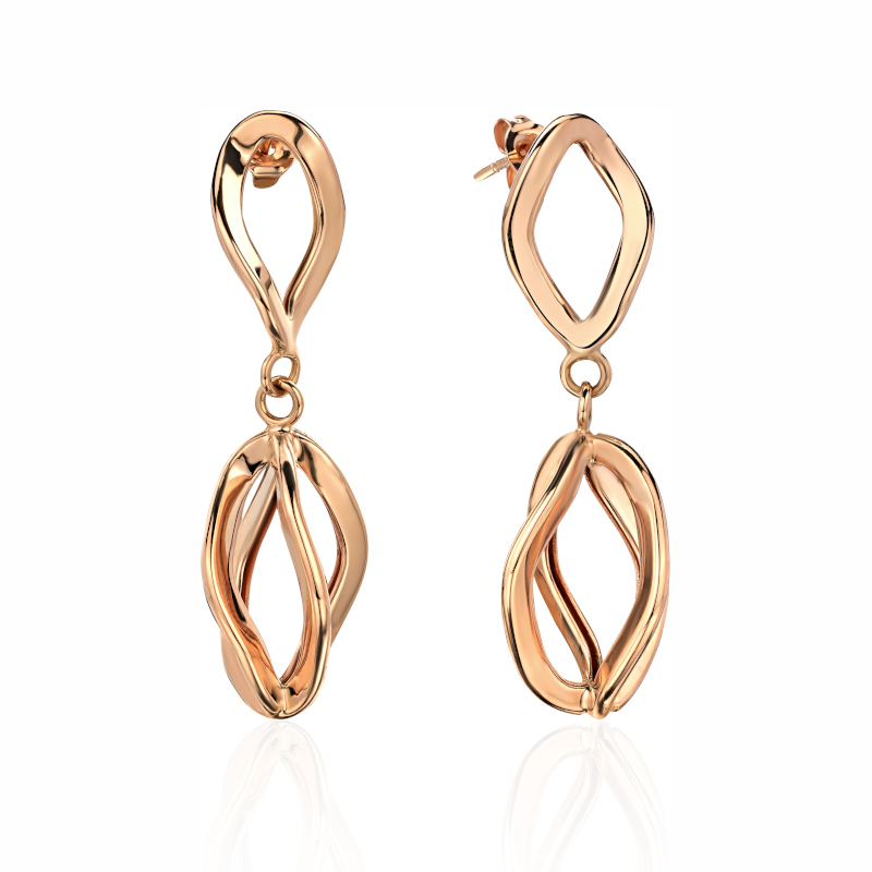 Серьги из красного золота 585 пробы без вставок 01С0115757