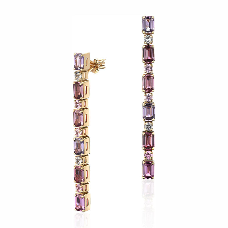 Серьги из желтого золота 585 пробы с сапфирами 01С5315861-1