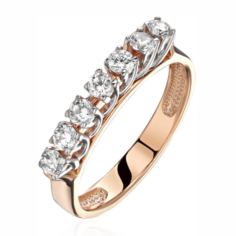 Кольцо из красного золота 585 пробы с фианитами 01К1115774Р