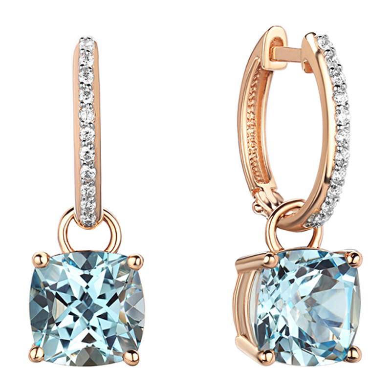 Серьги из красного золота 585 пробы с топазами и фианитами 01С3115487Р-1