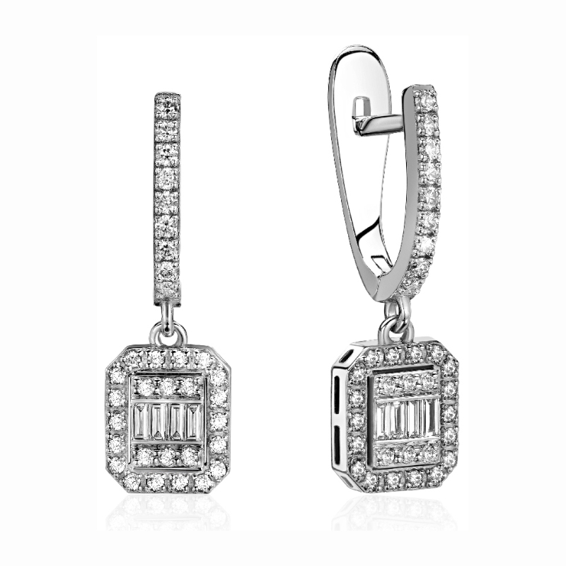 Серьги из белого золота 585 пробы с бриллиантами 01С6214237