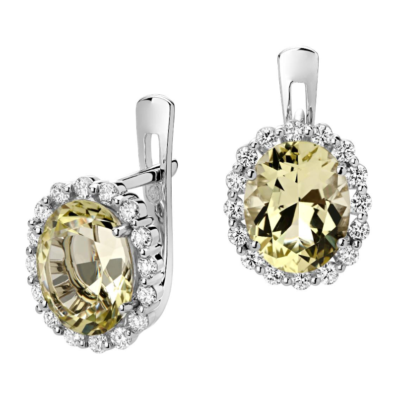 Серьги из белого золота 585 пробы с топазами и бриллиантами 01С627271-7