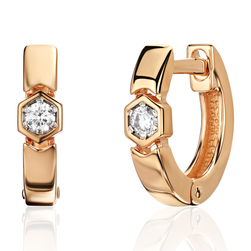 Серьги из красного золота 585 пробы с бриллиантами 01С6115592Р