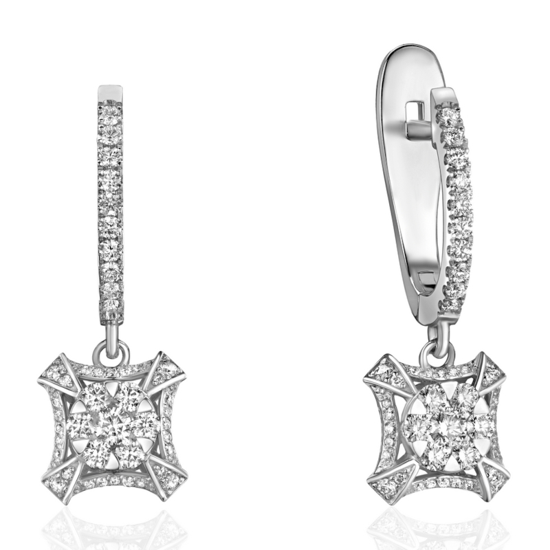 Серьги из белого золота 585 пробы с бриллиантами 01С6215519