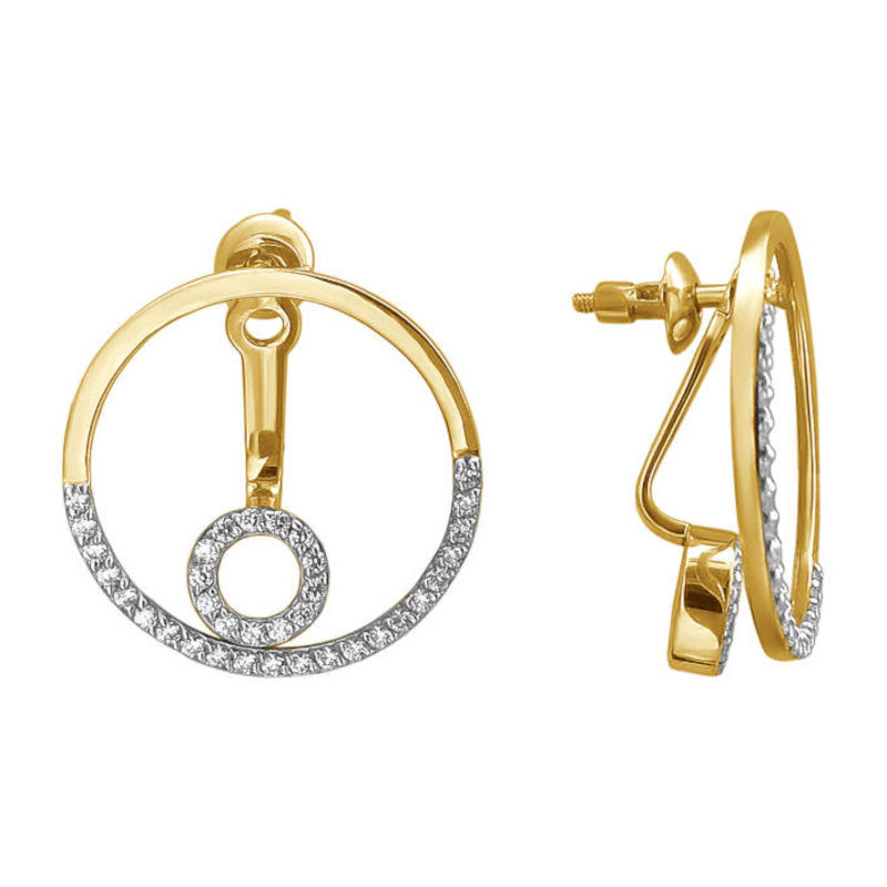 Серьги из желтого золота 585 пробы с фианитами 01С1313022Р