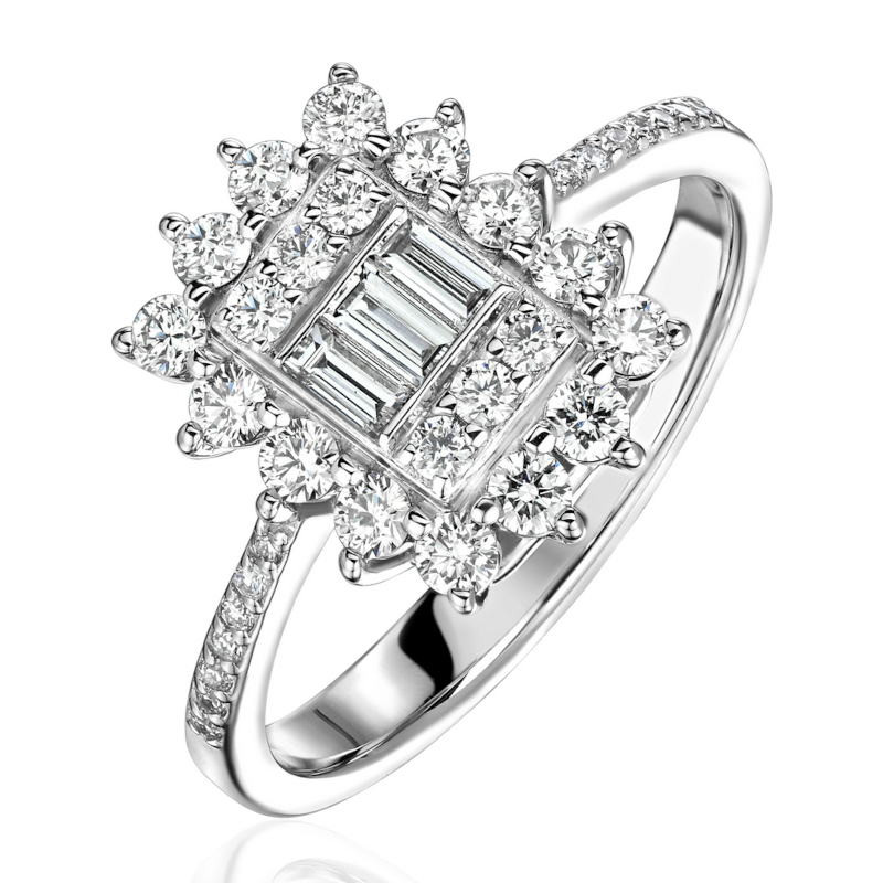 Кольцо из белого золота 585 пробы с бриллиантами 01К6215477