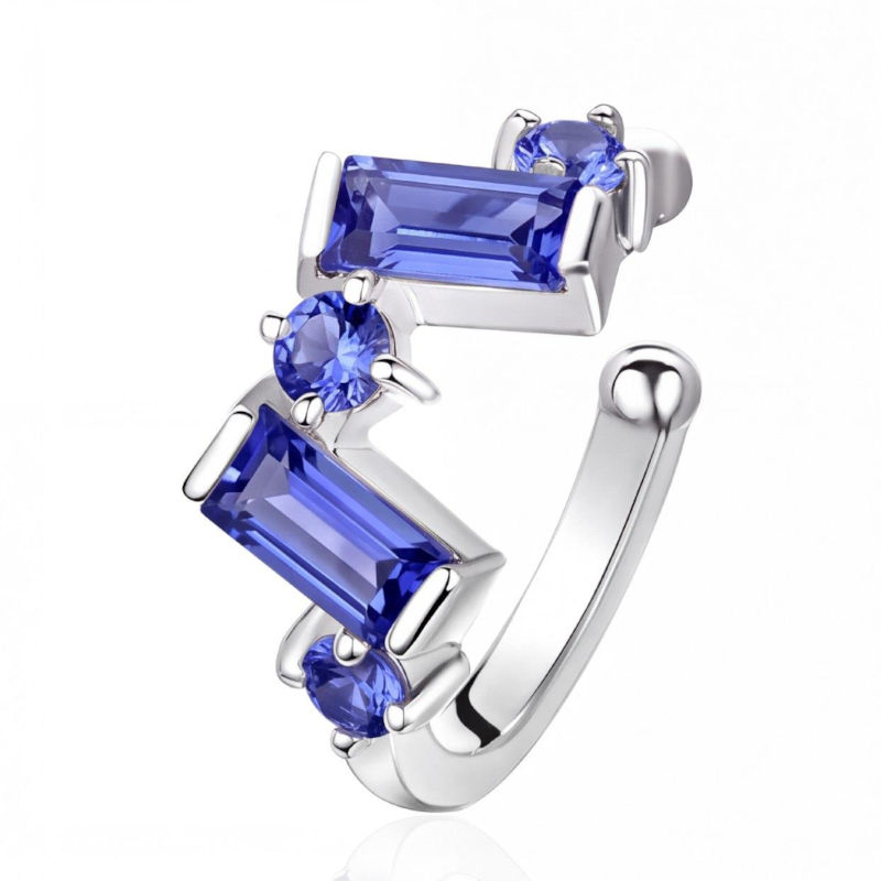 Серьга Одиночная из белого золота 585 пробы с танзанитам 01С3217287-1