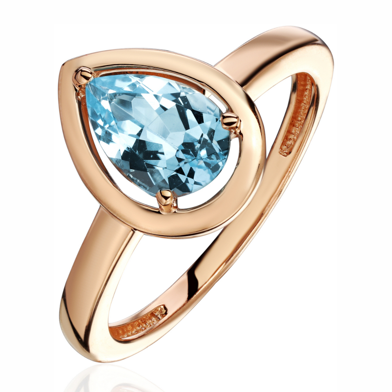 Кольцо из красного золота 585 пробы с топазом 01К3116440-1