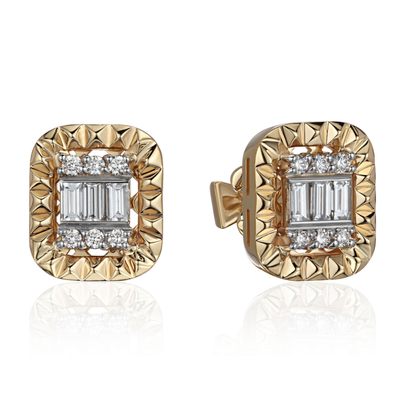 Серьги из комбинированного золота 585 пробы с бриллиантами 01С6616614Ж