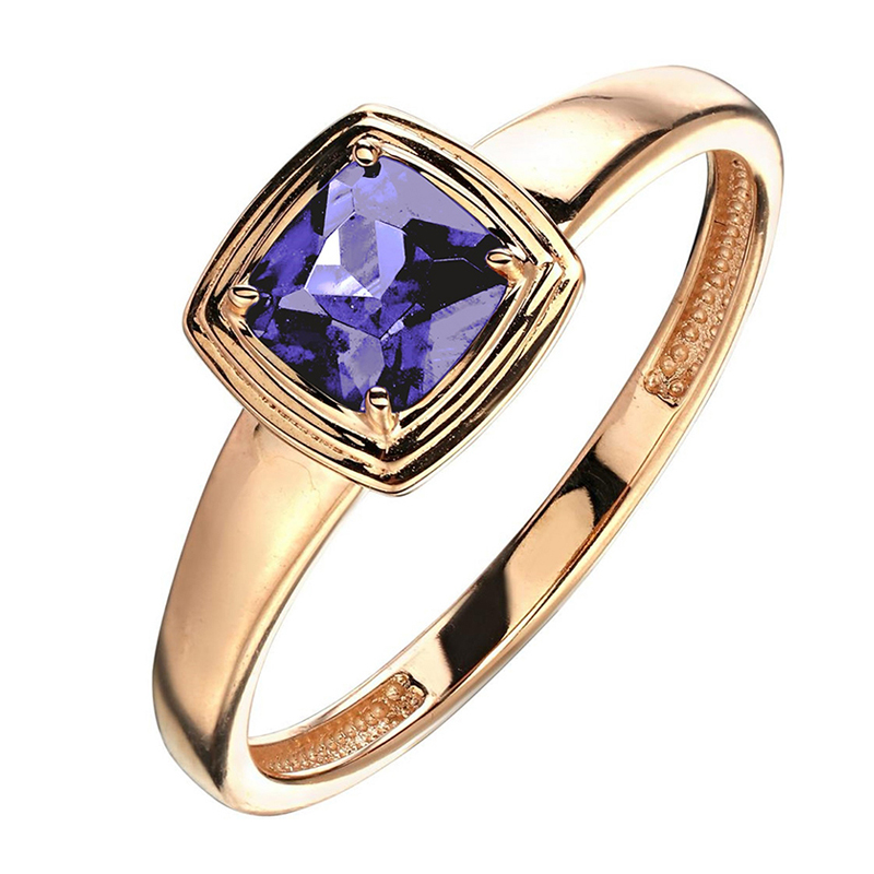 Кольцо из желтого золота 585 пробы с наносинтал танзаниом 01К2315464-3