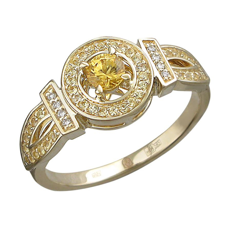 Кольцо из желтого золота 585 пробы с бриллиантами 01К6313081