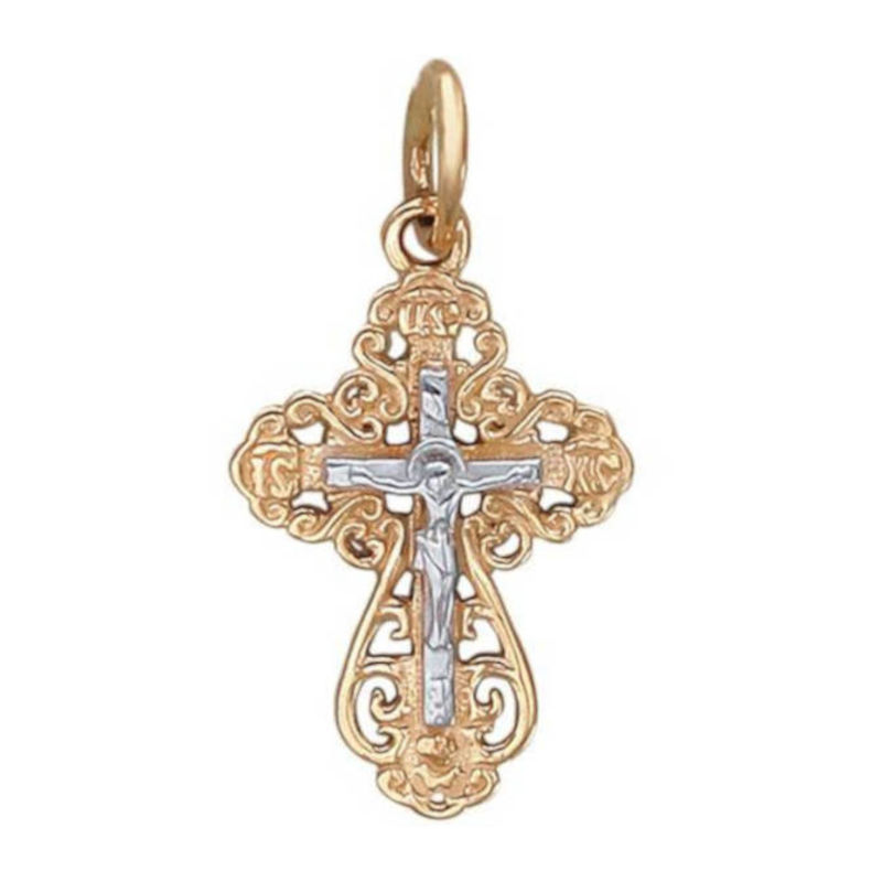 Крест нательный из красного золота 585 пробы без вставок 01Р010766