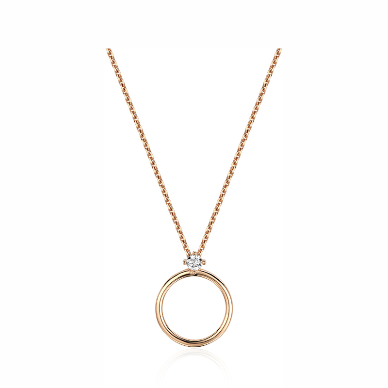 Колье из красного золота 585 пробы с фианитом 01Л112158