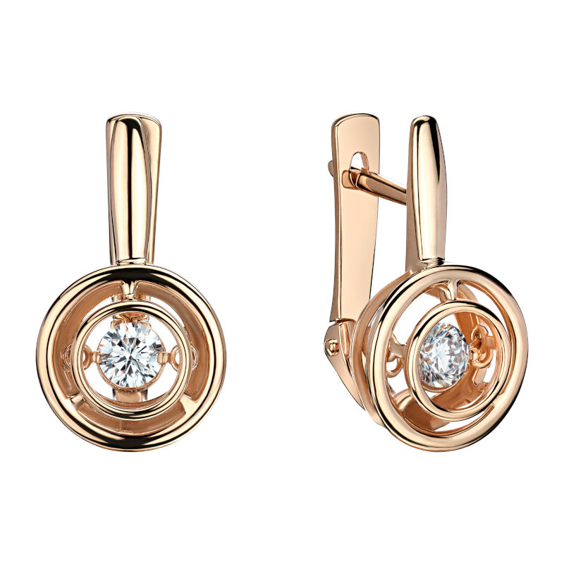Серьги из красного золота 585 пробы с фианитами 01С117961