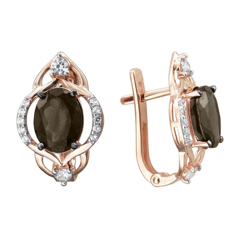 Серьги из золоченого серебра 925 пробы с фианитами и топазами 01С3512181РА-3