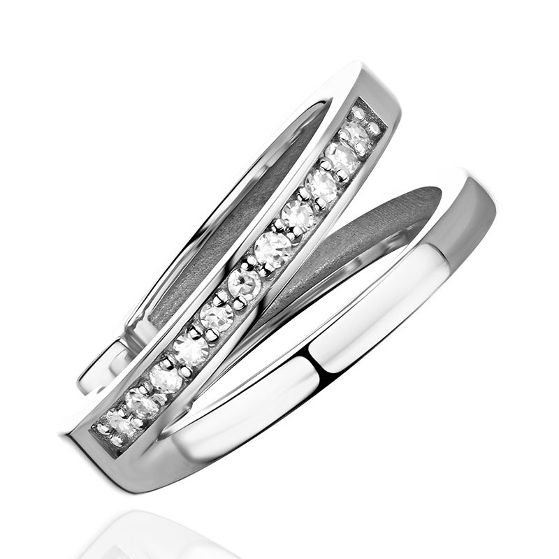 Серьга кафф без прокола из белого золота 585 пробы с бриллиантами 01С6216920-17