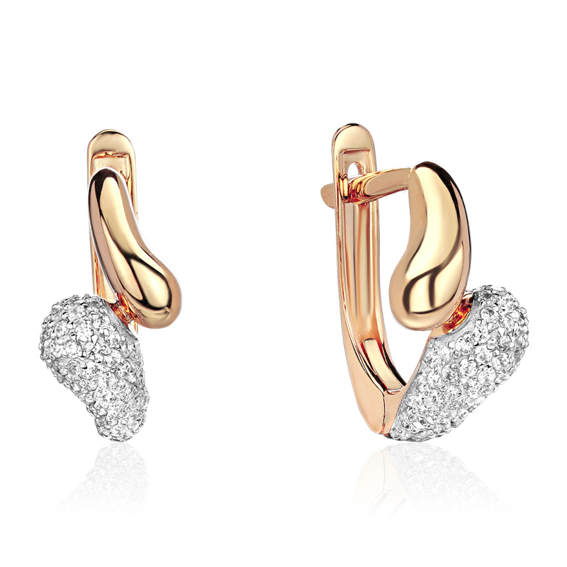 Серьги из красного золота 585 пробы с фианитами 01С1115644Р