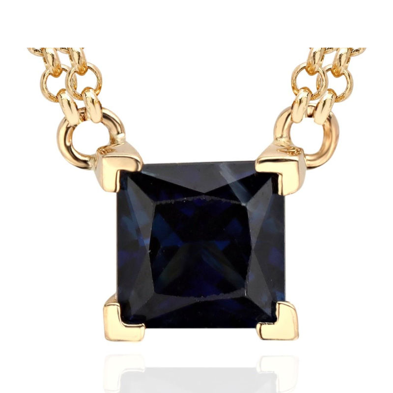 Колье из желтого золота 585 пробы с сапфиром и бриллиантами 01Л632172-2