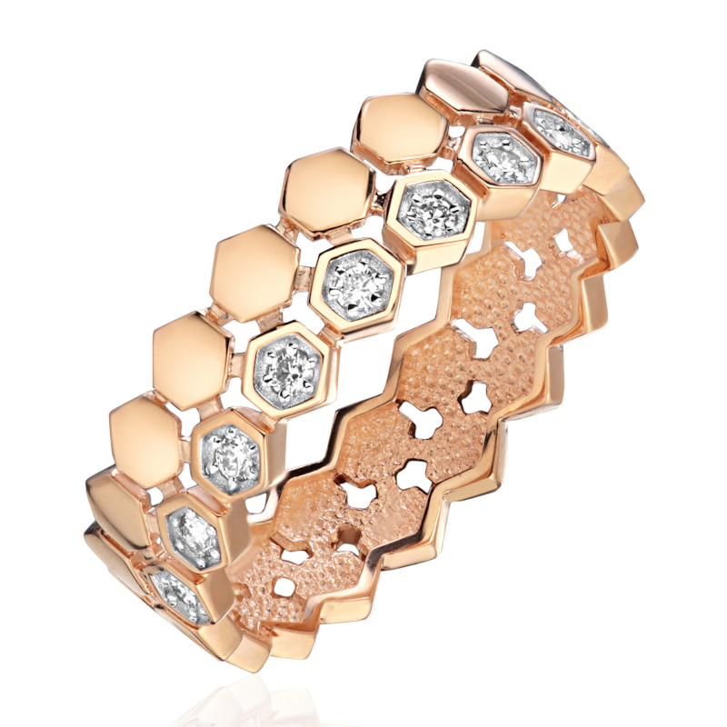 Кольцо из красного золота 585 пробы с бриллиантами 01К6115588Р