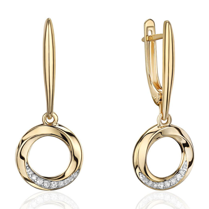 Серьги из желтого золота 585 пробы с фианитами 01С1316300Р