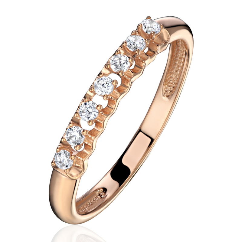 Кольцо из красного золота 585 пробы с фианитами 01К1116405