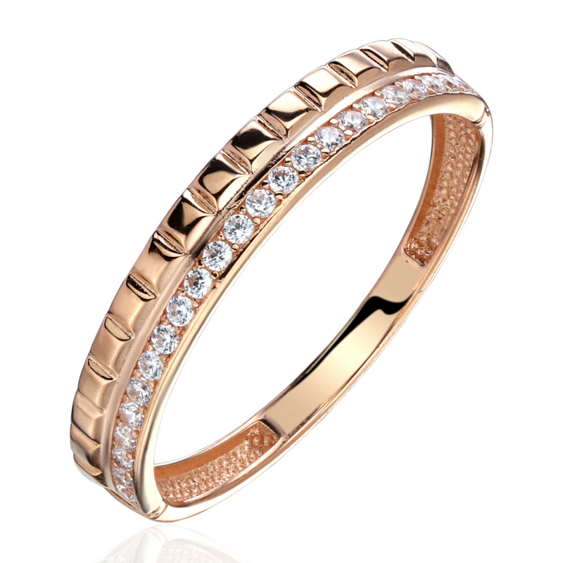 Кольцо из красного золота 585 пробы с фианитами 01К1115165