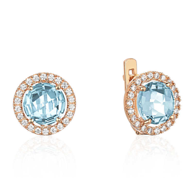 Серьги из красного золота 585 пробы с топазами и фианитами 01С3115634-3