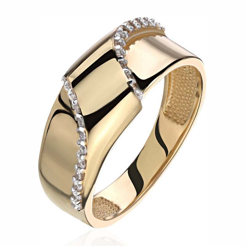 Кольцо из желтого золота 585 пробы с фианитами 01К1316076Р